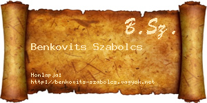 Benkovits Szabolcs névjegykártya